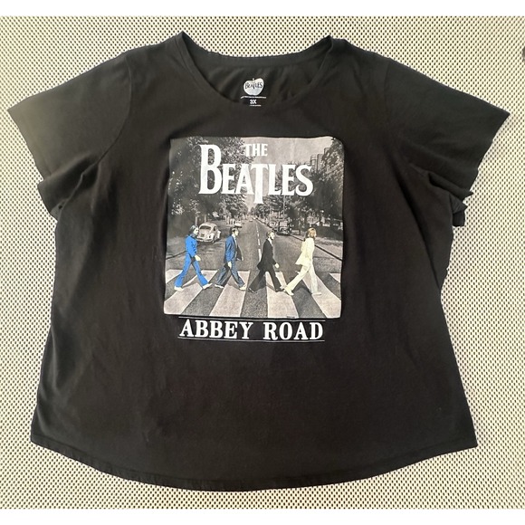 Beatles Abbey Road T Shirt Womens Plus Sz 3X Short Sleeve Band Black Graphic Tee - Picture 1 of 5